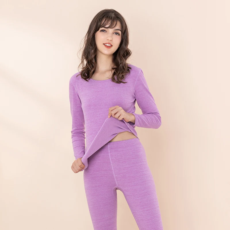 2021 new colorful warm velvet women thermal underwear base layer thermal underwear set