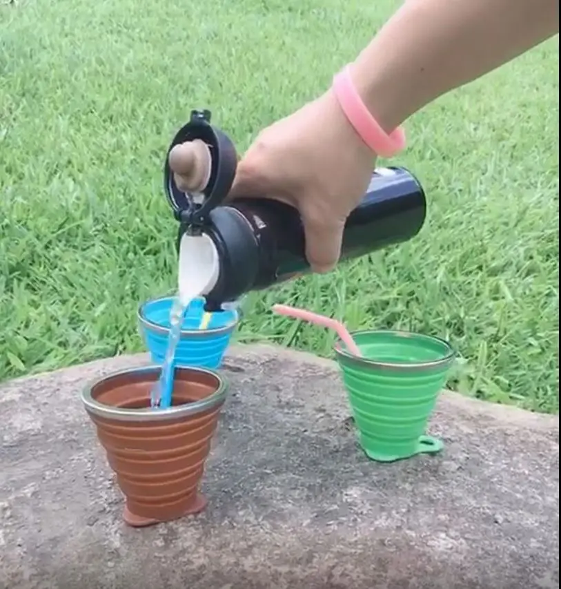 Amazon Hot Sale Silicone Folding Cup for travelling camping Outdoor Coffee Cup with Keychain Portable bowl cup mug Wholesale