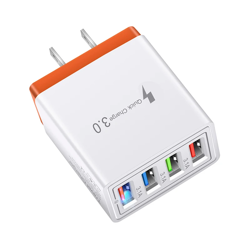  Дорожный адаптер для мобильного телефона QC3.0 с 4USB и американской вилкой USB-зарядное