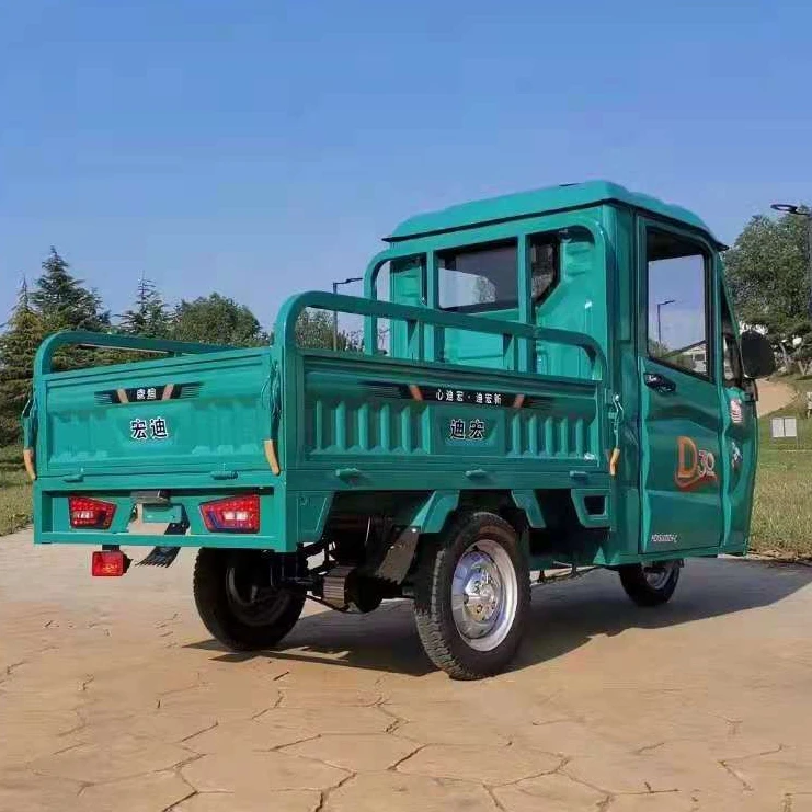China HONGDI Brand New Closed Cab Drum Brake Electric Cargo Truck Electric Tricycle
