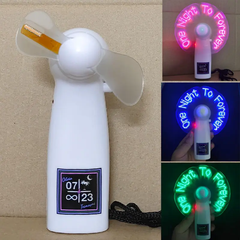 Neck Hanging Plastic Summer Wholesale Small Hand Held Led Rgb Portable Mini Toy Chargeable   Battery Wedding Fan