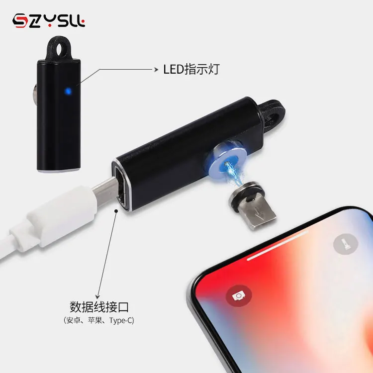 
3 in 1 3A Fast Charge Data Transfer Type c Micro 8-pin to Magnetic Adapter for Android and IPone 