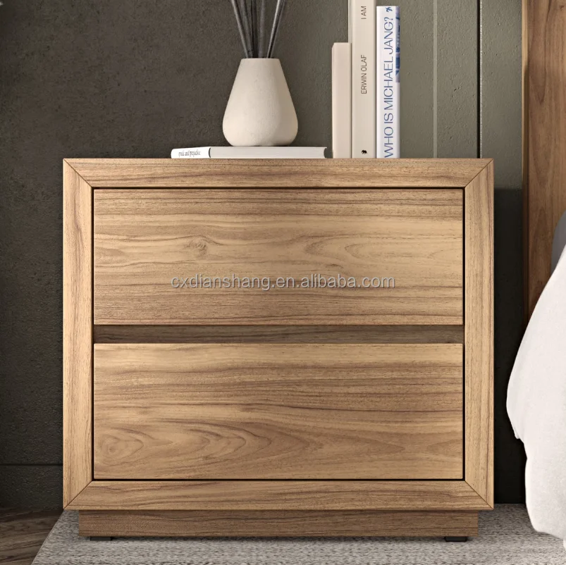 Modern Wooden Furniture Wholesale Solid Wood Bedside Table Home Furniture Bedroom Living Room Furniture With Two Drawers