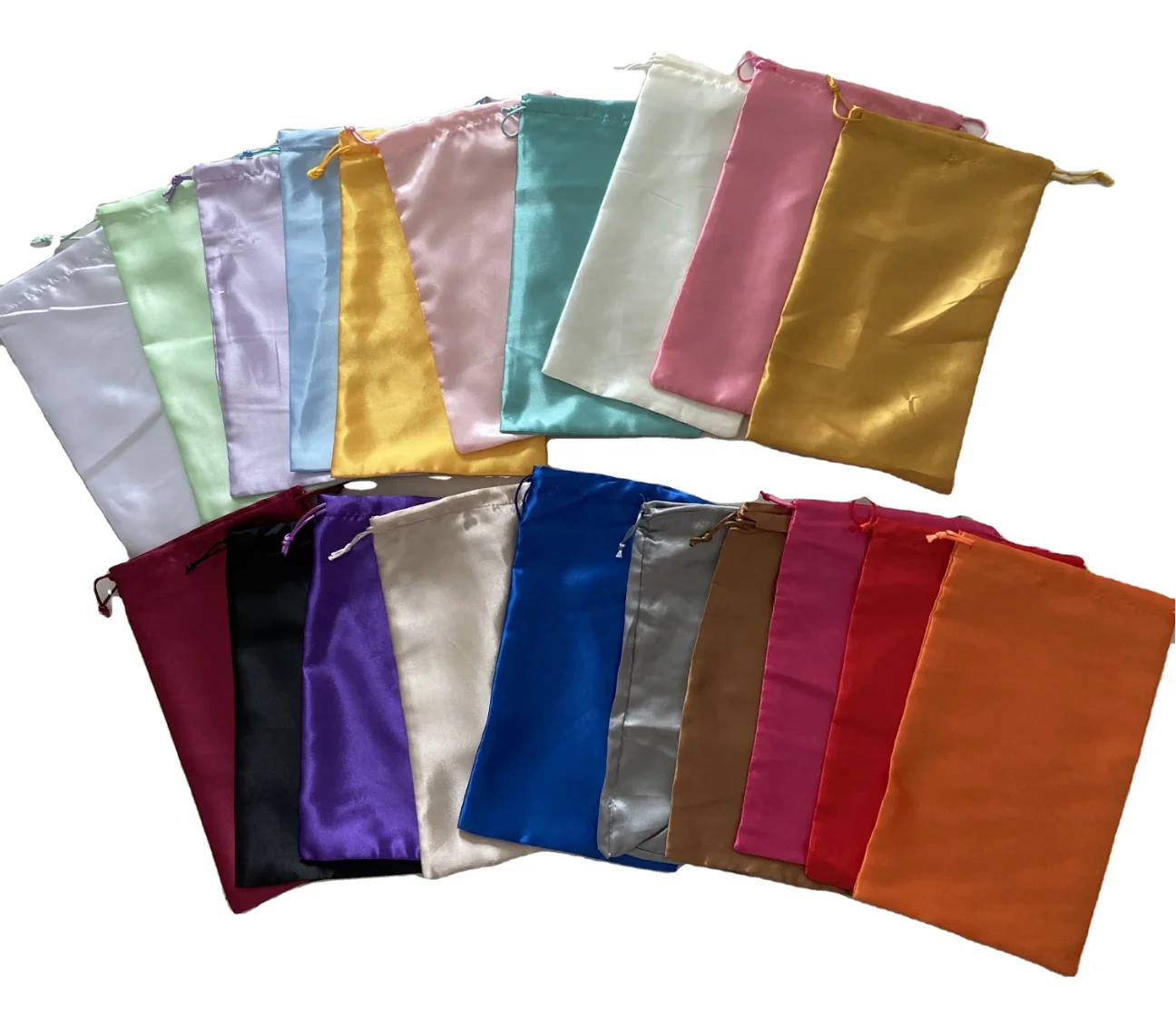 Satin-13 Wholesale custom fashion design cheap satin bag purple silk satin drawstring bag