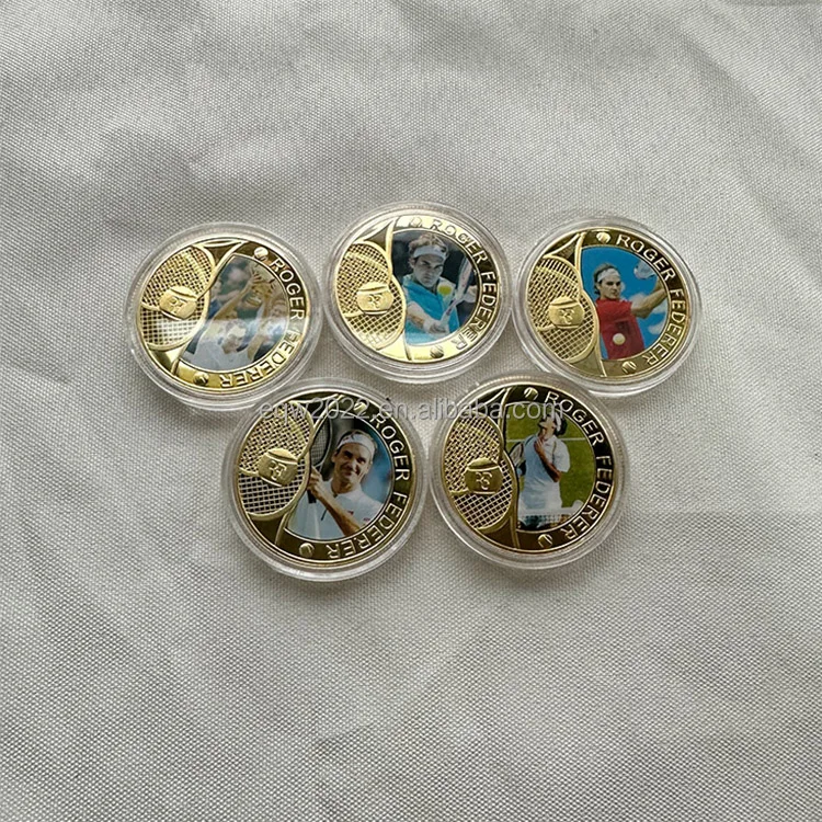 Custom Tennis Champion Rafael Nadal Souvenir Commemorative Gold-Plated Metal Coin With Case