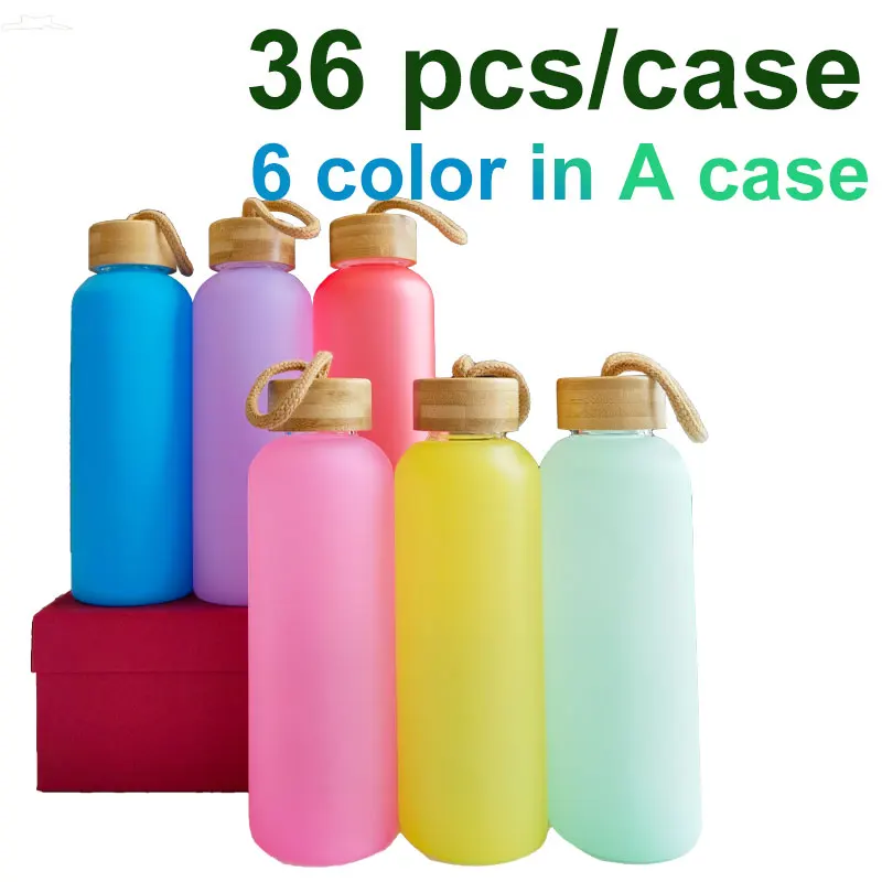 USA stocked RTS 20oz Mixed Colors Sublimation Frosted Glass Water Bottle