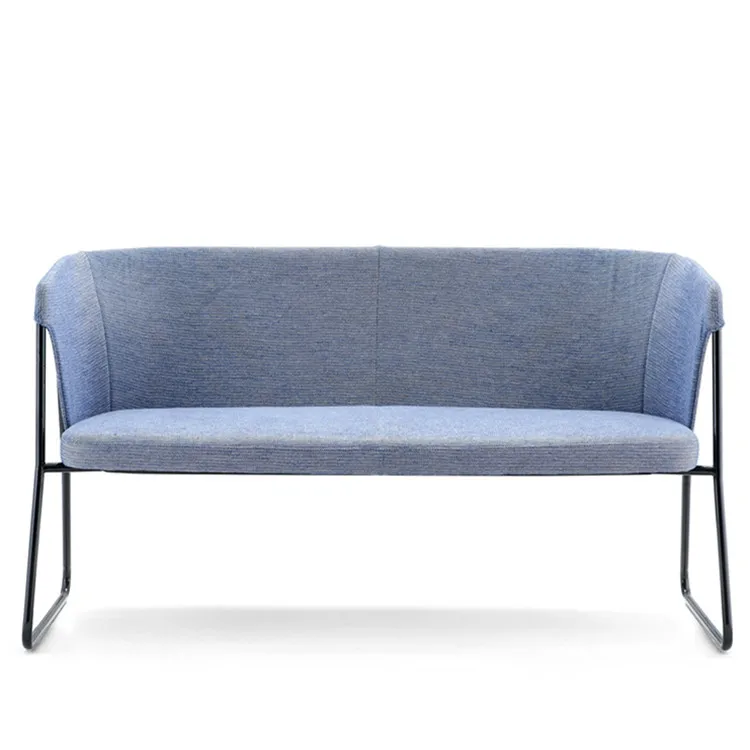 High Quality Company Office Hotel Hall Long Sofa Chair With Iron Legs Lounge Sofa Chair