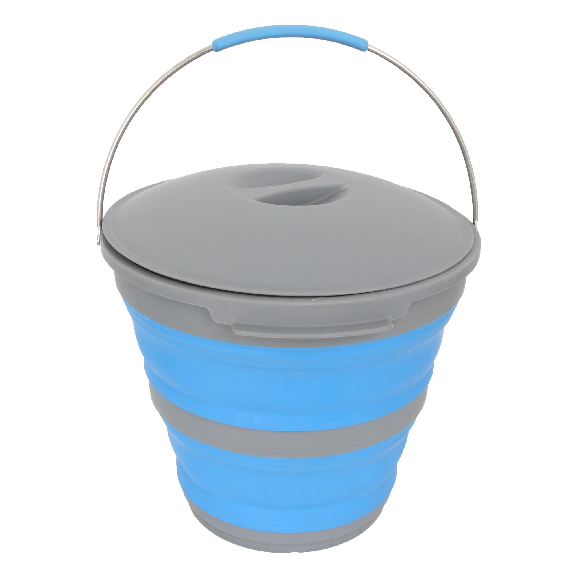 New Portable Round Collapsible Bucket Outdoor Fishing Camping Silicone Buckets 10L Water Folding Bucket with Lid