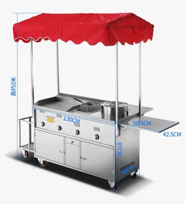 Snack food truck small gas mobile fast food cart mobile trailer kitchen for sale