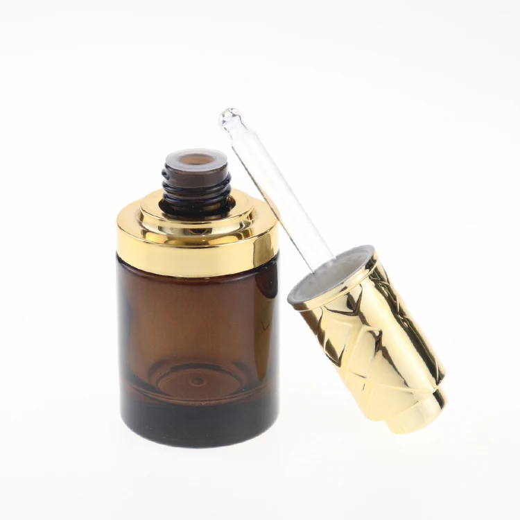 30ml Luxury skin care essence  Frosted Cosmetic Container Serum Glass Dropper Bottle 30 ml With Press Dropper