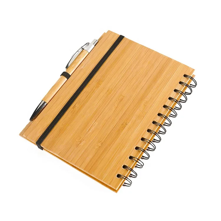 Wholesale cheap business Custom logo diary Journal Recycled Eco-friendly Cardboard Bamboo Cover Notebook