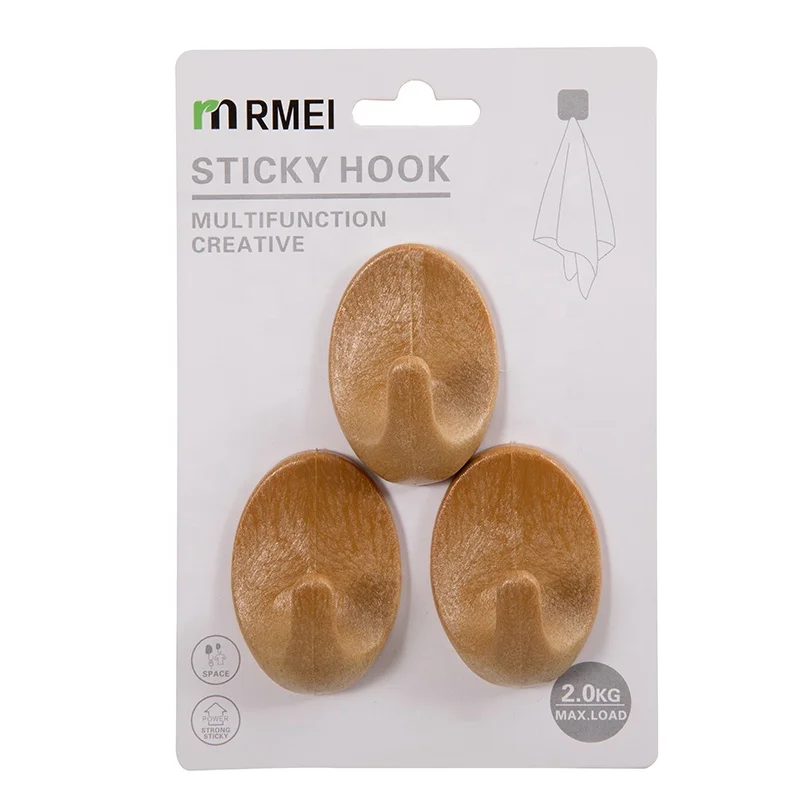 self adhesive  plastic hooks  adhesive hooks kitchen wall wood color sticky hooks