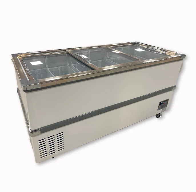 Commercial cold food chest island display refrigerator freezer
