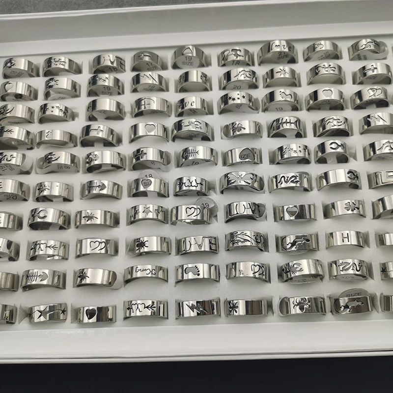 high quality Stainless Steel Finger Ring mixed colors 100PCs/Box