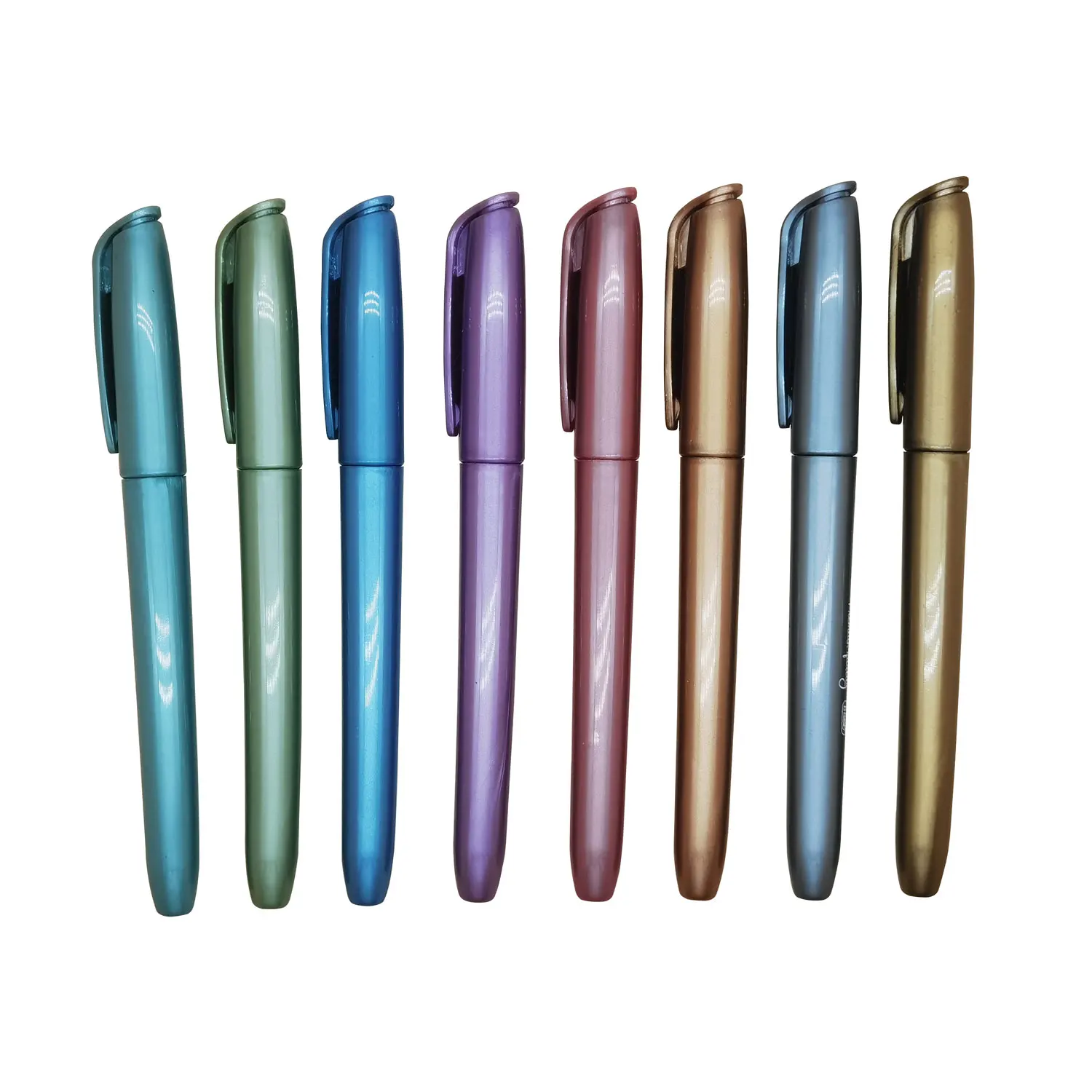 Factory price custom branded high quality 8 colors brush tip art metallic markers pens set