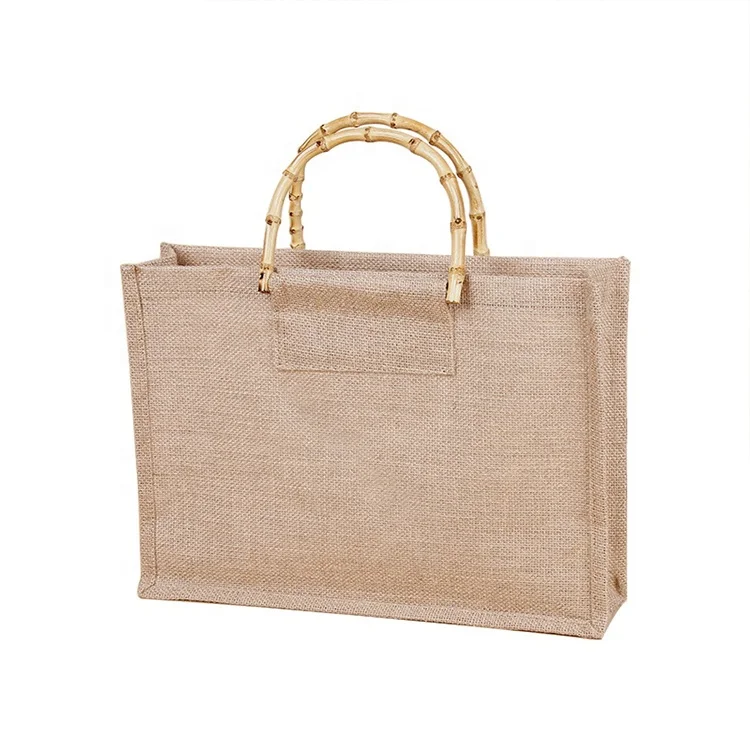 Wholesale Big Size Custom Logo Burlap Jute Tote Bag with Waterproof Plastic PE Coating Lining for Potato Shopping Gift Wine