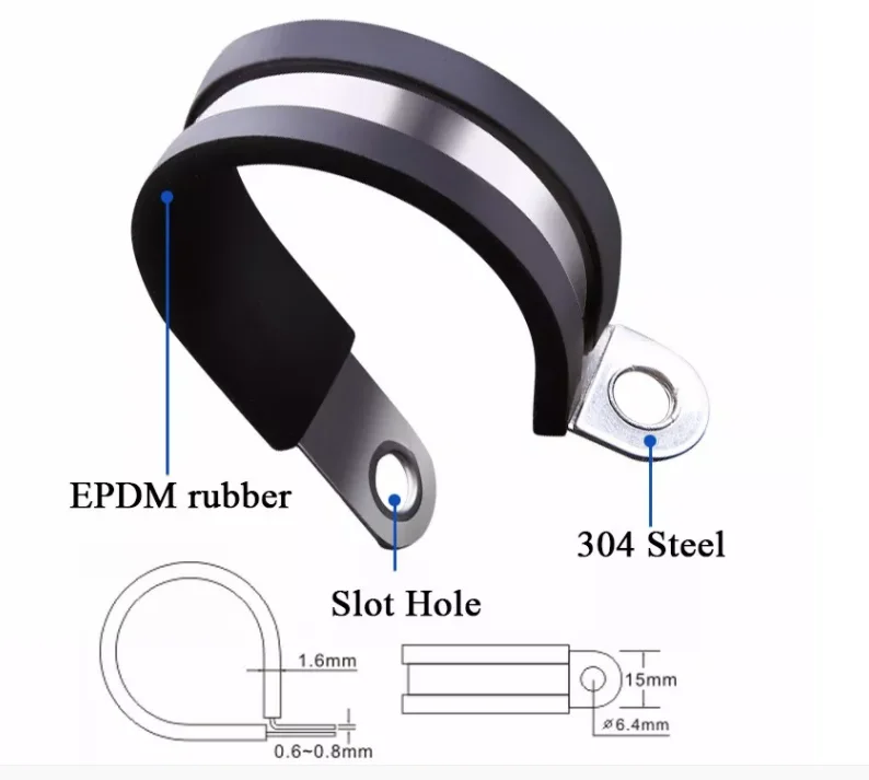 Stainless Steel Pipe Clips plastic EPDM rubber lined hose clamp