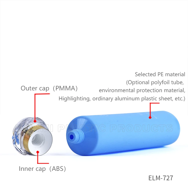 facewash plastic tubes for cosmetic with acrylic cap