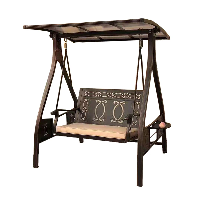 Outdoor garden furniture aluminum metal patio swing chair with pillow and cushion