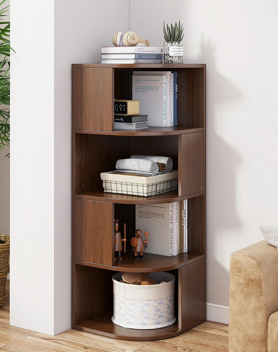 Factory customization bookcase modern luxury living room bookshelf wooden library rotating bookcase