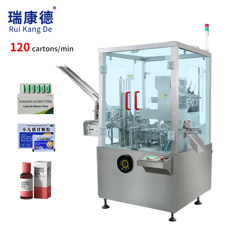 Automatic High Speed Cartoning Packaging Round Bottle Carton Box Packing Machine For Pharma