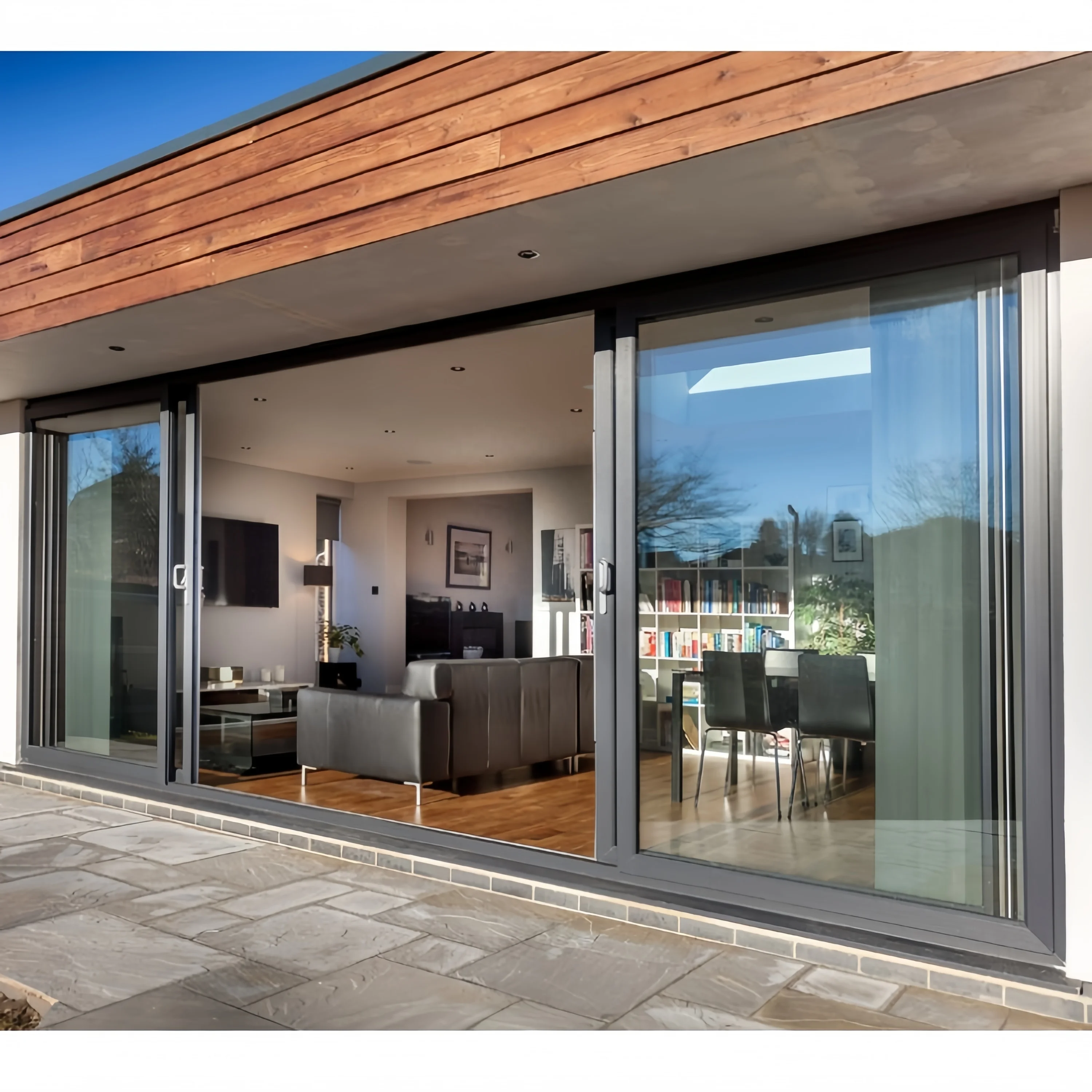 Customized Glass Sliding Door New Broken Bridge Aluminum Multitrack Soundproof Energy Efficient Sliding Door for Balcony Villa