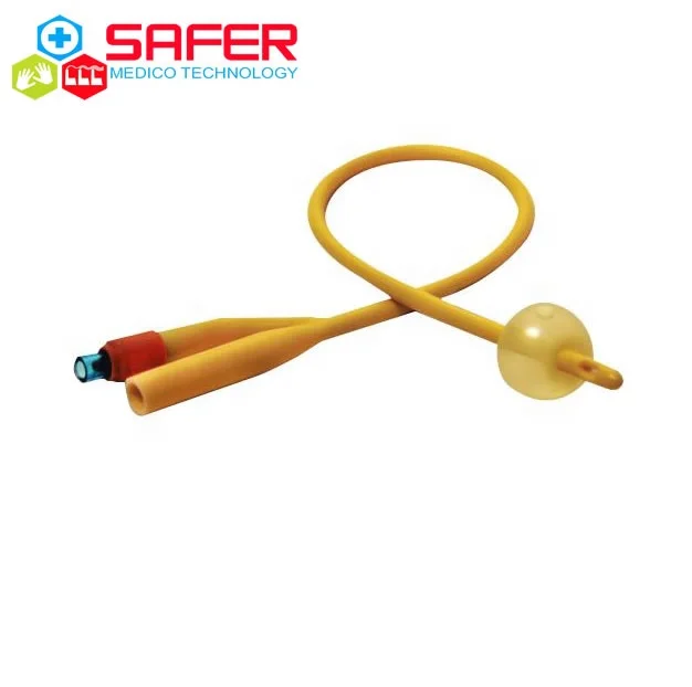 Medical disposable red latex urethral catheter
