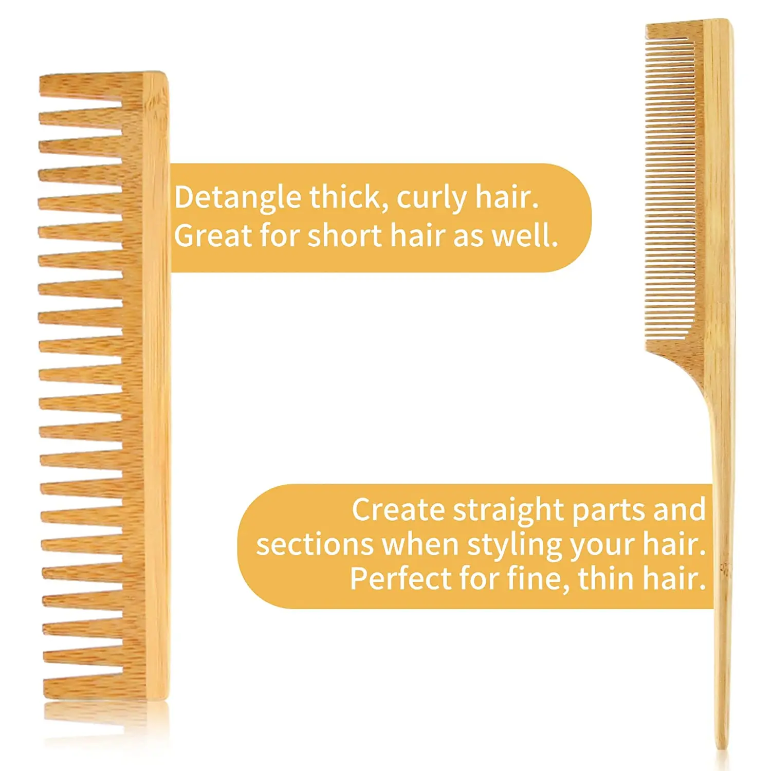 Wholesale Hair Brush with Comb Set Custom Logo Eco-friendly Biodegradable Massage Bamboo Hair Brush