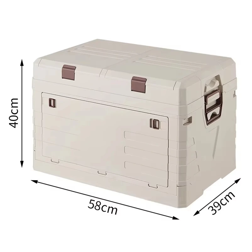 Hot set Stackable Collapsible PP Plastic Containers Wooden Cover Side Door Folding Camping Storage Boxes & Bins White