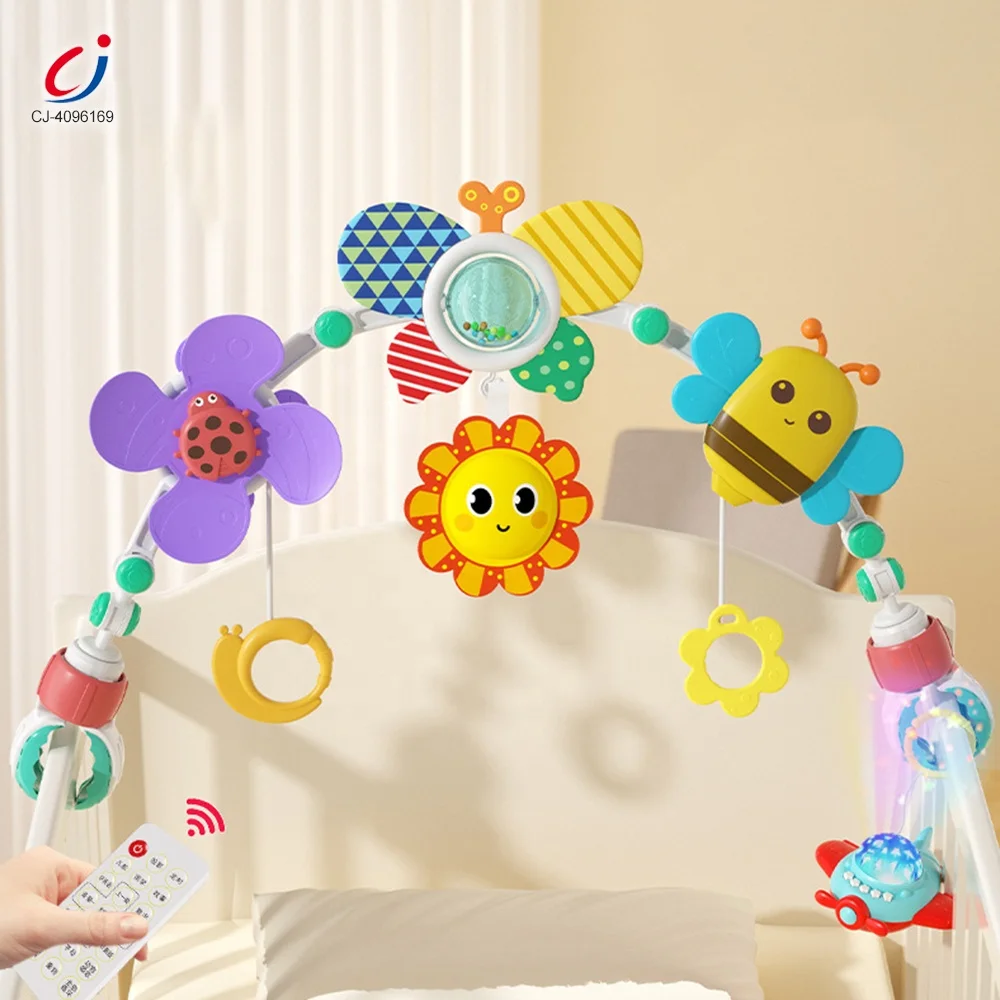 Chengji baby musical hanging rattle toys newborn sensory activity toy baby music rotating bed bell toy