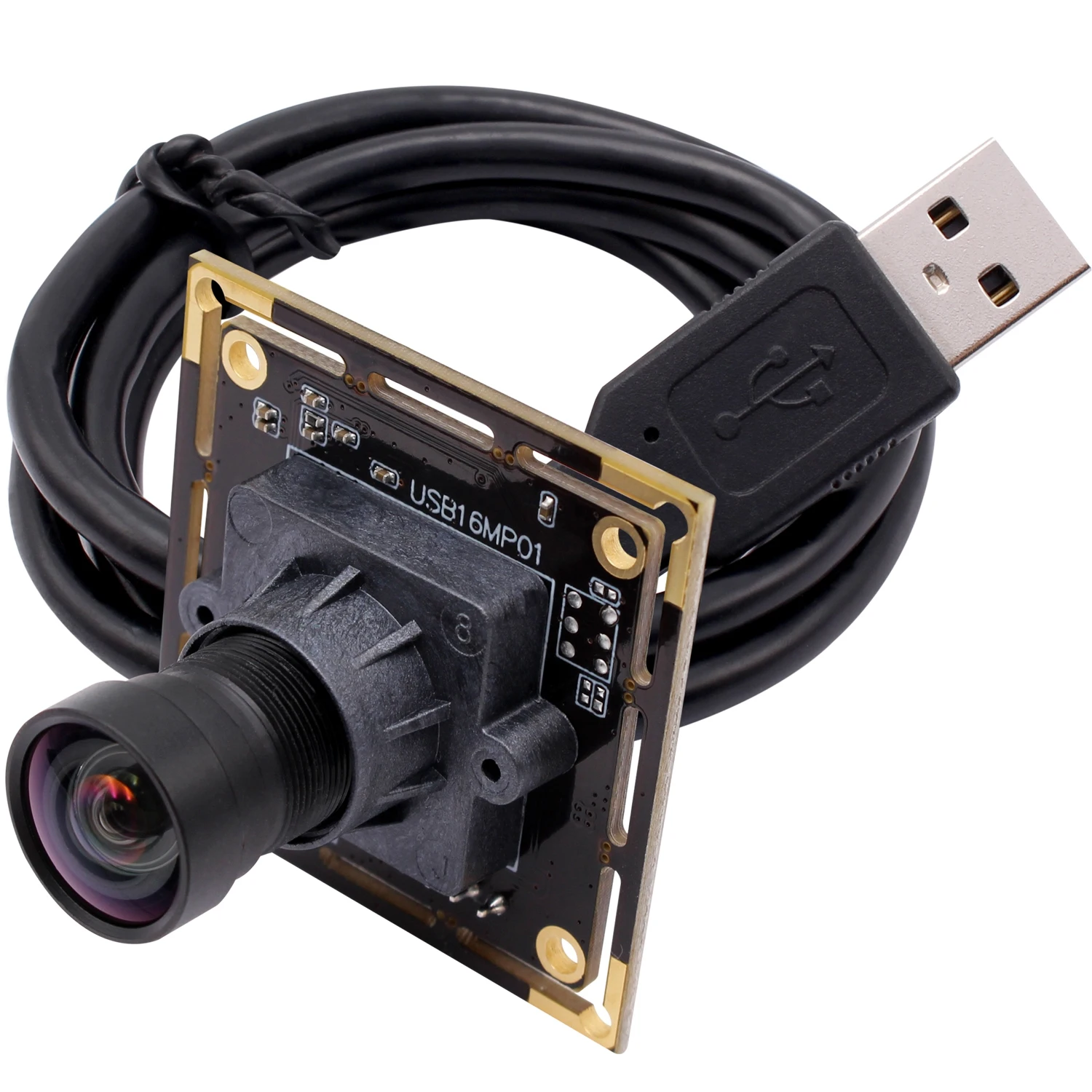 ELP No Distortion 16MP USB Webcam Driverless IMX298 Sensor OCR Passport Scanning OEM CMOS CCTV Board Camera Module For PC Laptop