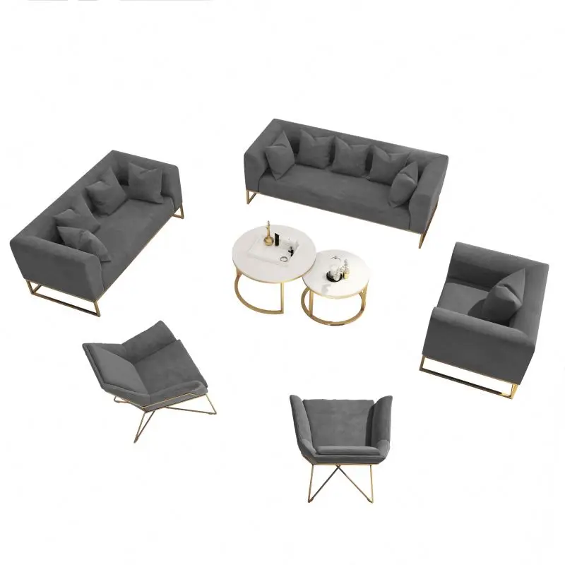
Nordic Modern Light Luxury Single Sofa Two Seat Three Seat Combination Metal Living Room Leisure Sofa Chair 