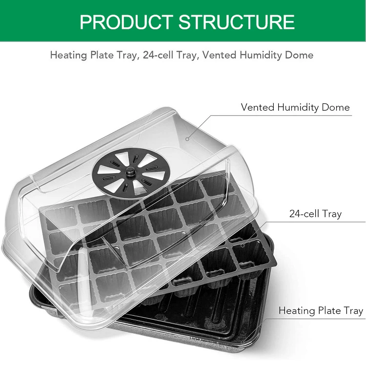 seedling starter trays with Heat Mats Humidity Dome Clear Cell Tray seed Propagator