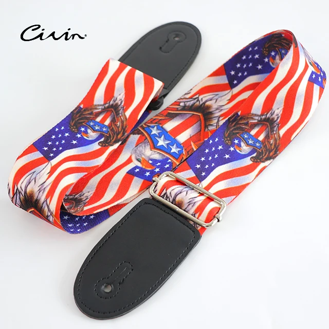 Custom Acoustic Guitar Strap Polyester Fibre Terylene Dacron Shoulder Straps With Metal Parts