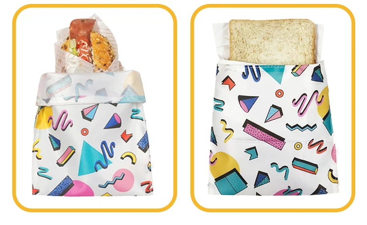 Environmentally friendly and easy to reuse waterproof Small and light colorful snack sandwich bag