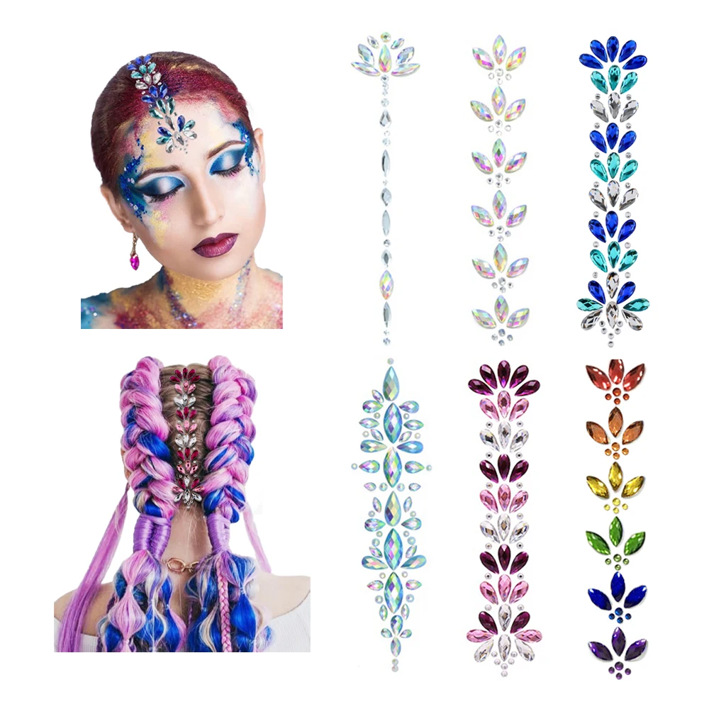 Wholesale Temporary Tattoo Adhesive Diamond Rhinestone Gem Face Body Jewel Sticker for Festival Party
