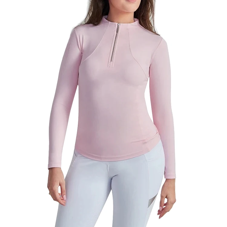 Quick Dry Zipper Equestrian Base Layer Horse Riding Long Sleeve T-Shirt Equestrian Top