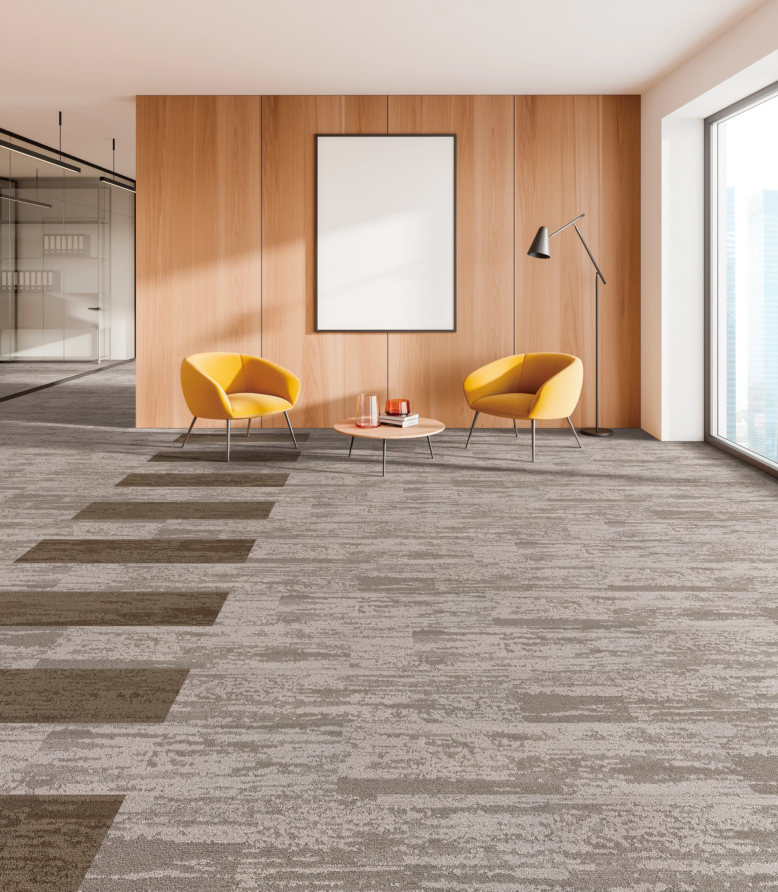 Commercial Offices Carpet Tiles Square Gray Art Floor PVC Backing Tufted Nylon with Geometric Pattern for Home Use