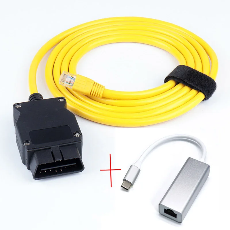 Replacement For BMW G/F-Series Coding OBD Enet Data Cable 2in1 USB-C to RJ45 to J1962 OBD2 16pin Male Adapter Programming Line