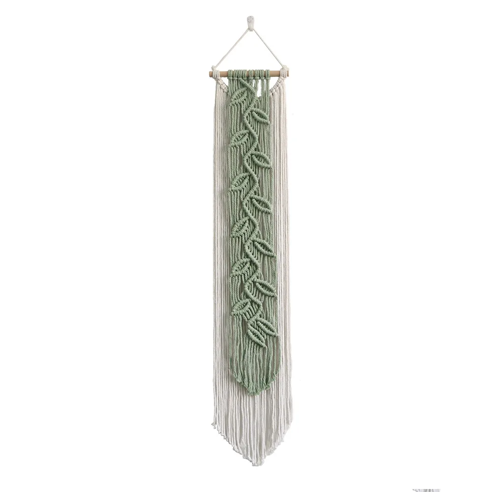 Handmade Chic Bohemian Wall Art Boho Leaves Macrame Tapestry Cotton Woven Hanging for Bedroom Living Room Nursery Office