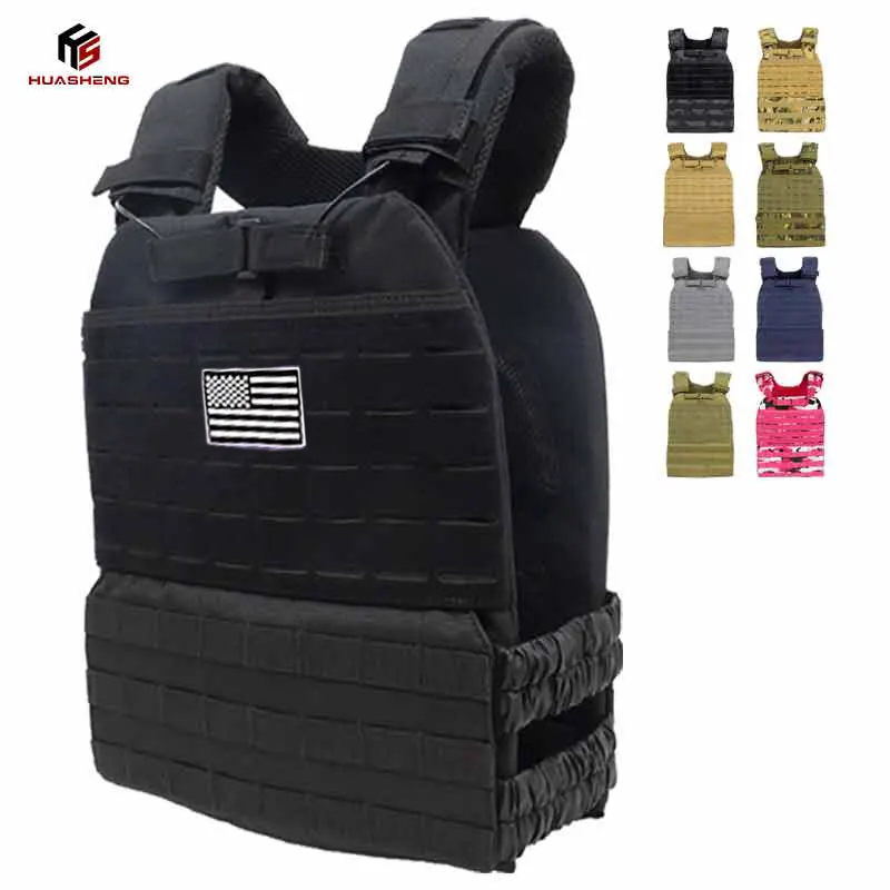 Huasheng Oxford Fitness Plate Carrier Gym Weighted Vest Tactical Cross fit Weight Vest