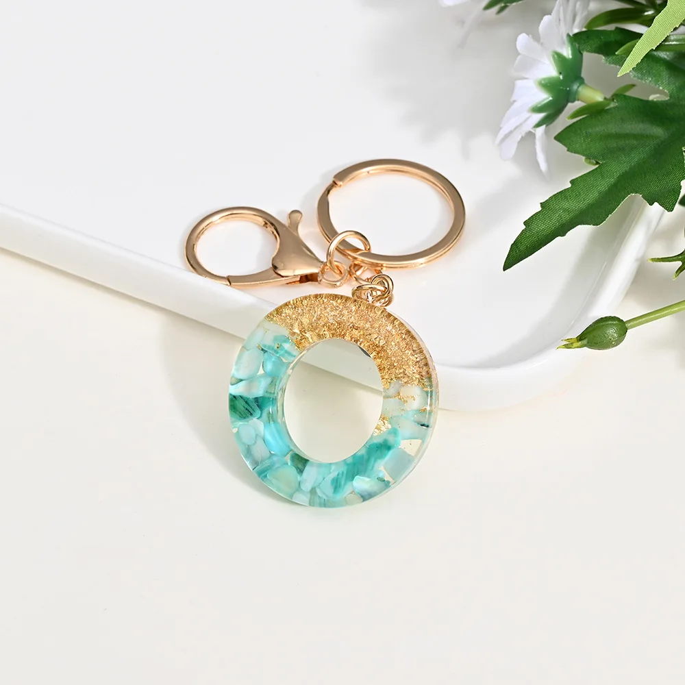 Wholesale Plastic Letter Keychain Pendant Gold Foil Transparent 26 English Initial Alphabet Keychains Bag charm Decor Key Chains