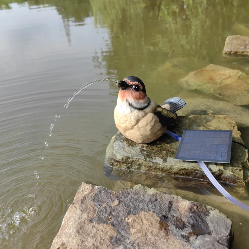 Animal Design Statue Garden Home Decor Bird Waterfall Fountain Statue Resin Decoration Water Feature Solar Water Fountain