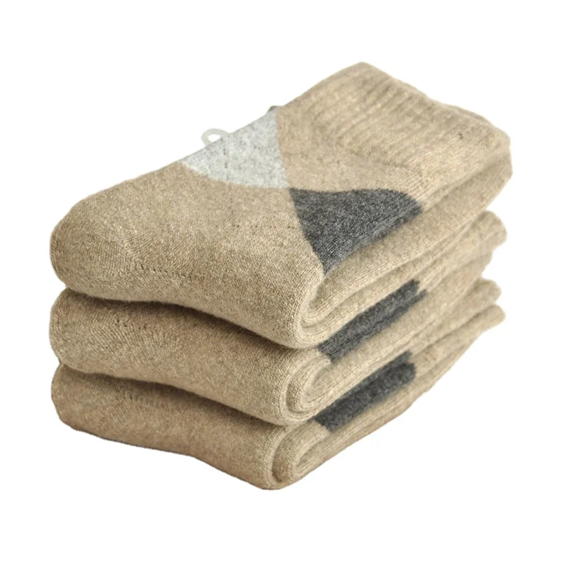 Custom grey argyle men business merino wool socks thick warm winter cashmere socks for men