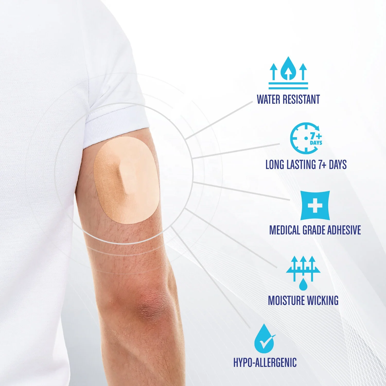 Quick Self Adhesive Purple Sensor Patch Custom Cover For Dexcom G6 Sensors