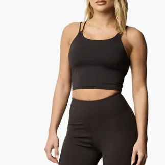 High Quality Custom Tight Women Tank Sports Bra Stretch Workout Female Solid Colors Cocoa Tops