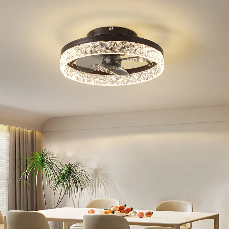 Factory Wholesale price crystal 6 Speed Loft Style 220v ceiling fan with led light and remote control