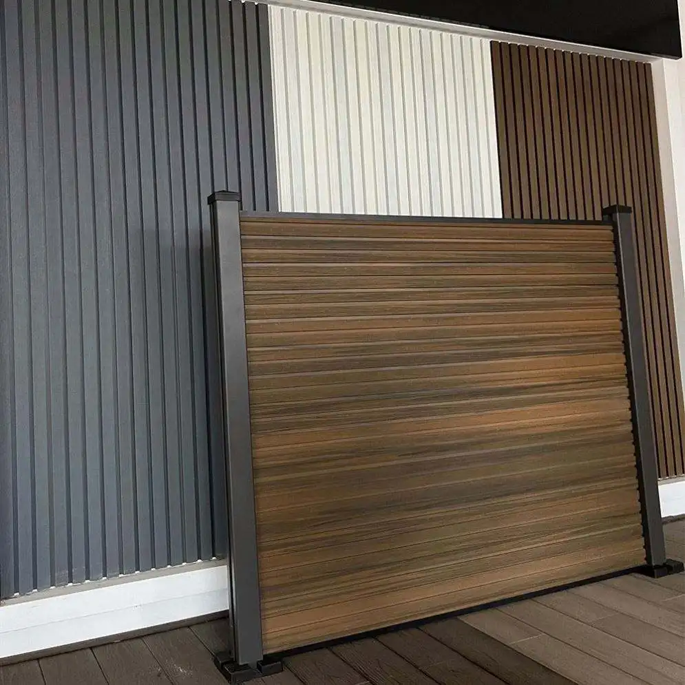 Outdoor Private House WPC Wall Fence Sets Panel Board Trellis with Door/ WPC Composite Plastic Metal Steel Aluminum Alloy