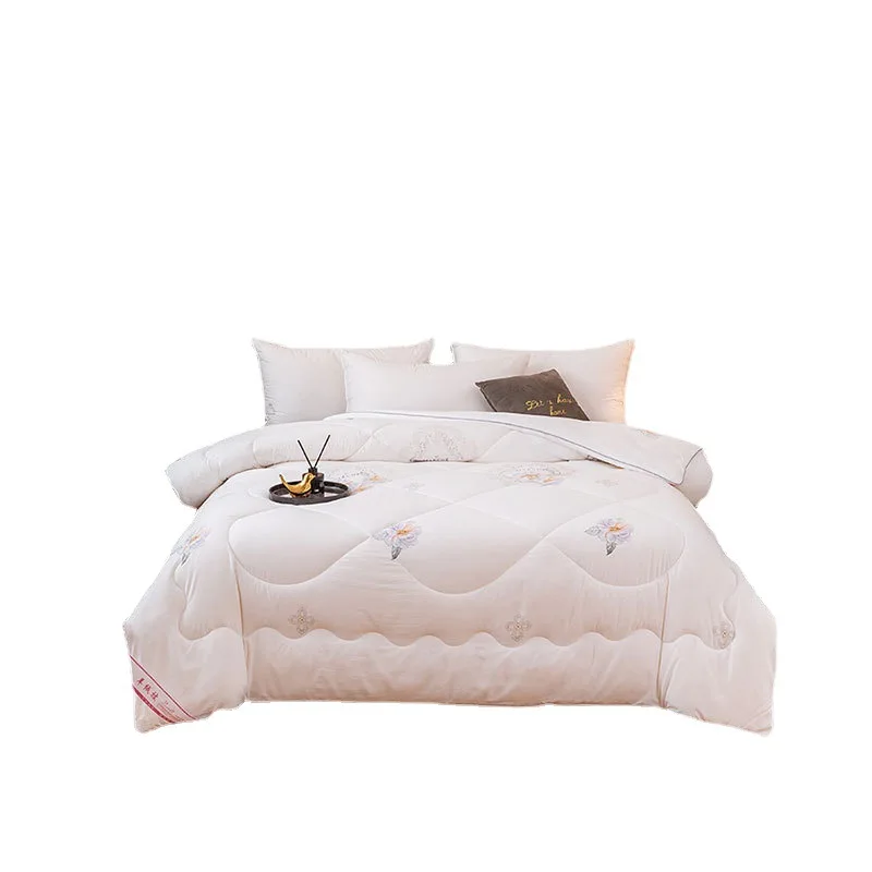 100% wool filled comforter for all seasons cream queen size quilt for sales