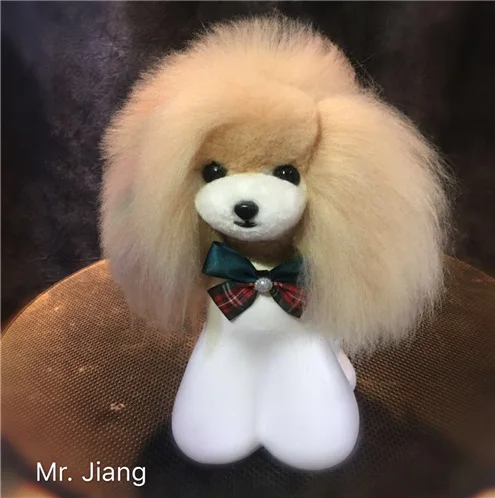 Mr.Jiang Teddy Bear Head Wigs Only Pet Grooming Tool Groomer Trimming Practice Model Dog Head Fur (No Head)